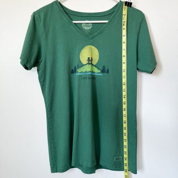 Life is Good Crusher Tee Classic Fit Womens Medium Mountain Climb Hiking Green - Picture 6 of 10